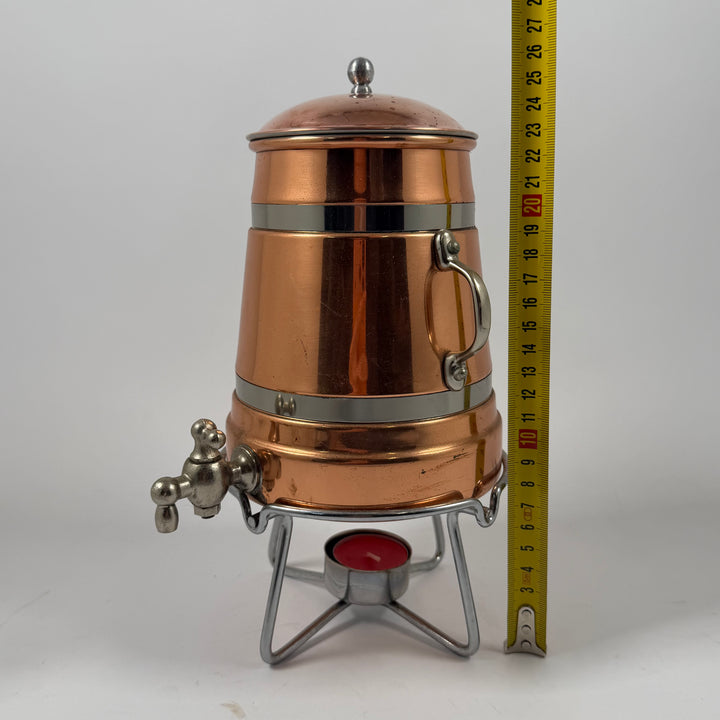 Retro kopparfärgad kaffetermos samovar med värmeställ
