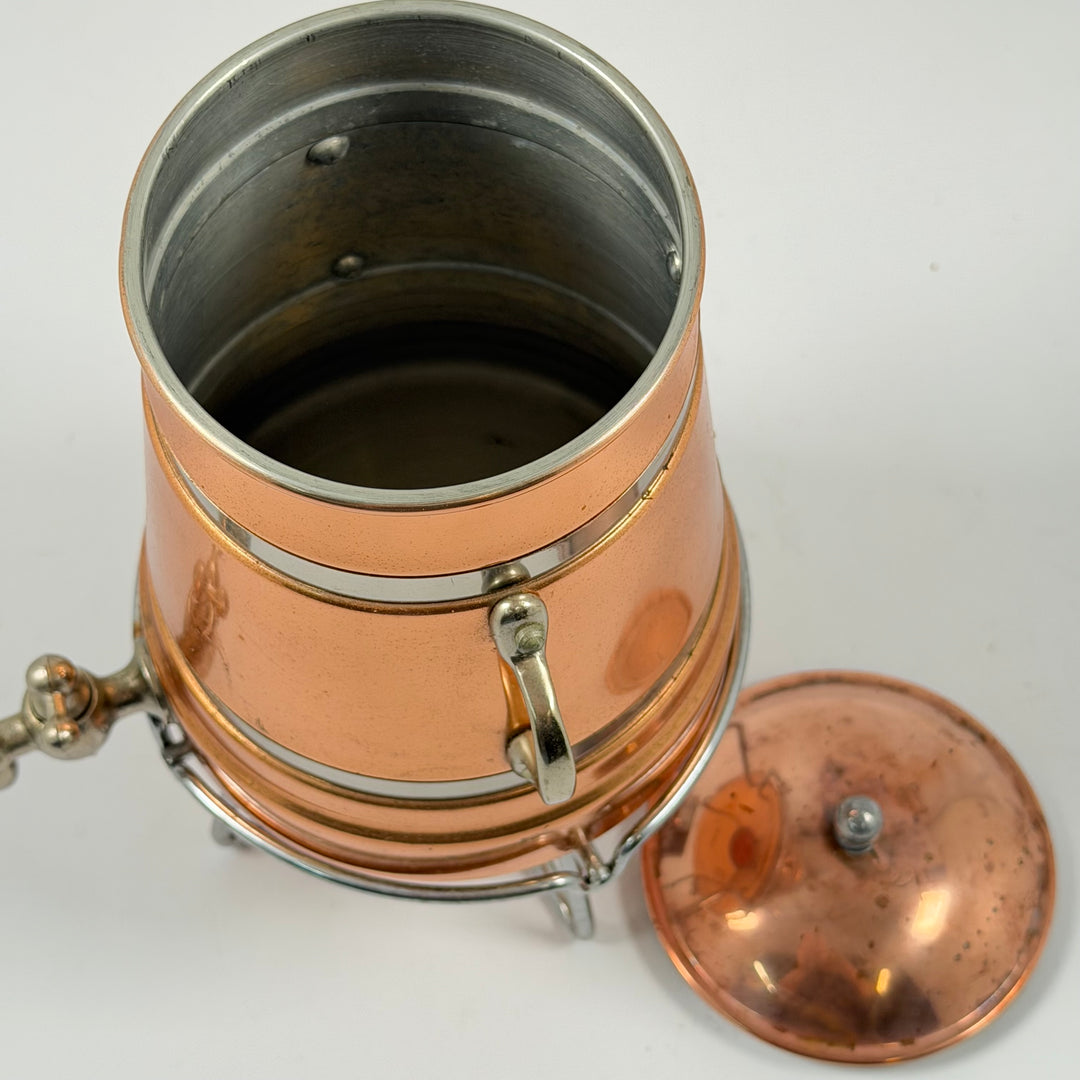 Retro kopparfärgad kaffetermos samovar med värmeställ