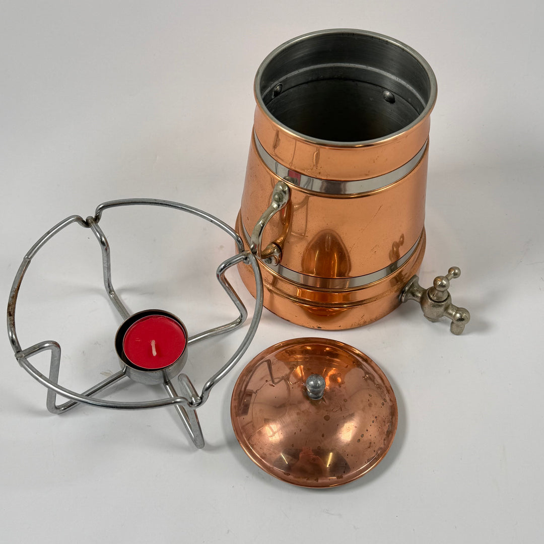 Retro kopparfärgad kaffetermos samovar med värmeställ