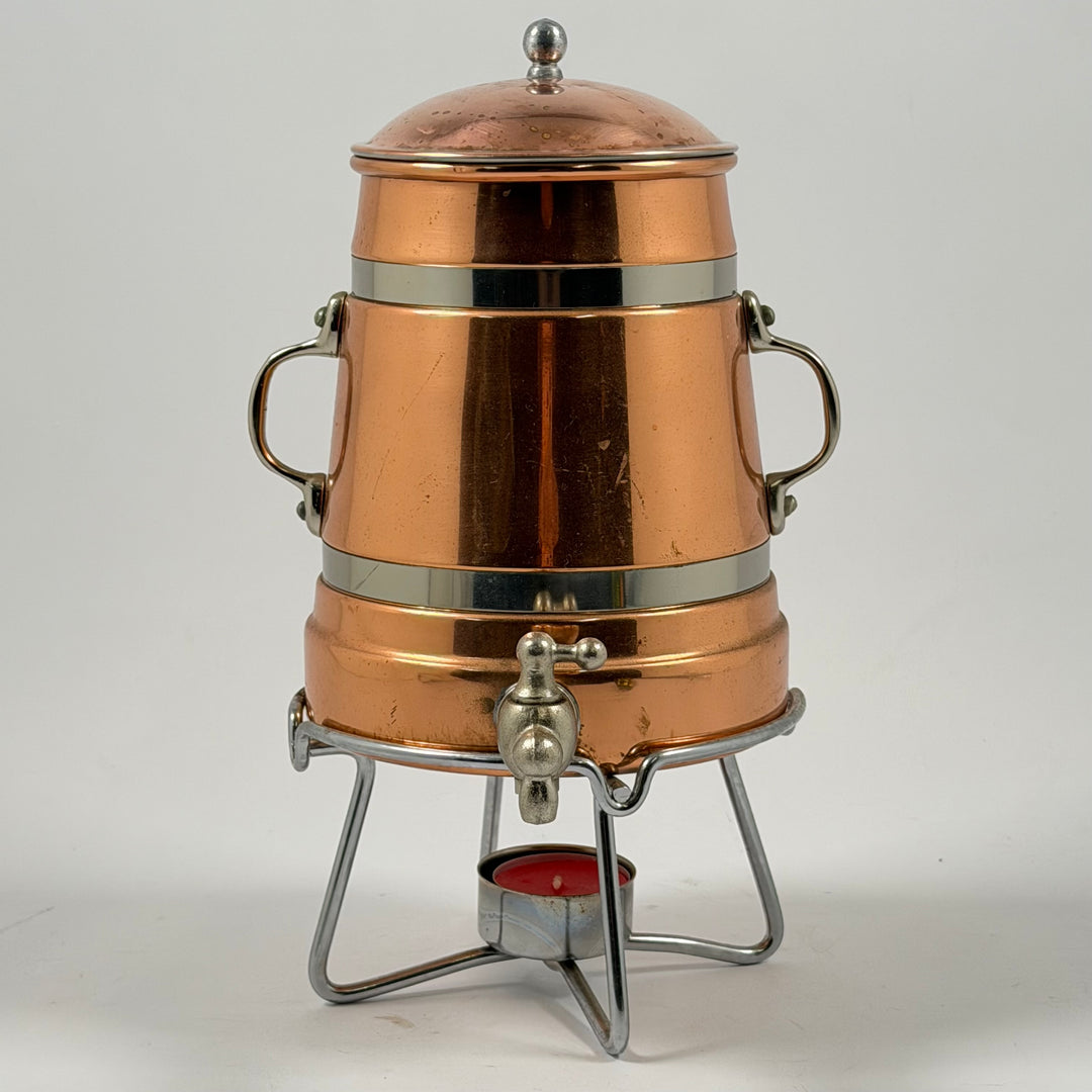 Retro kopparfärgad kaffetermos samovar med värmeställ