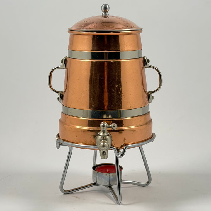 Retro kopparfärgad kaffetermos samovar med värmeställ
