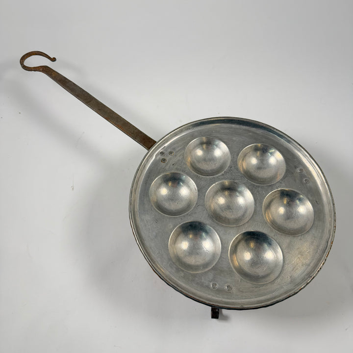 Retro koppar plättpanna sju hål långhandtag