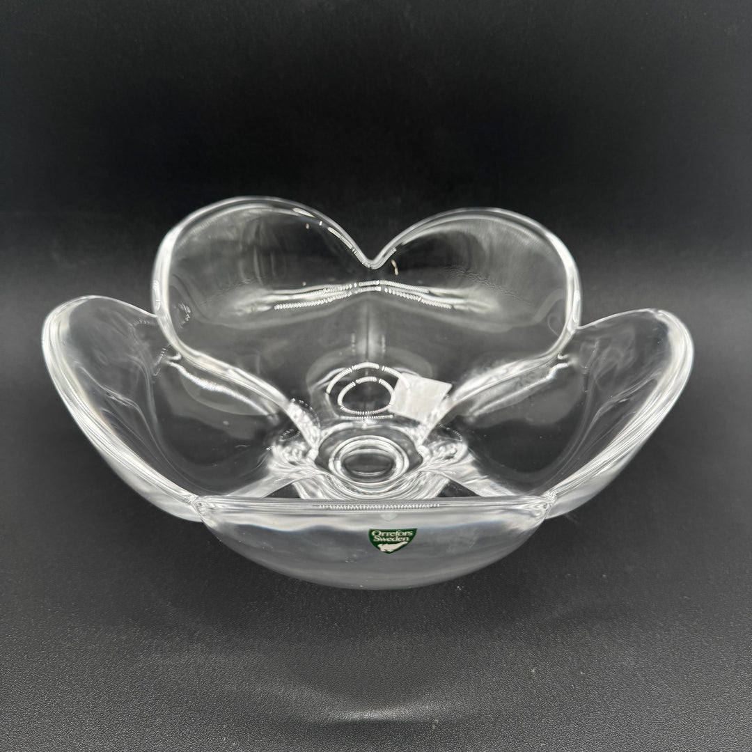 Orrefors glasblomsterdkål i retrostil