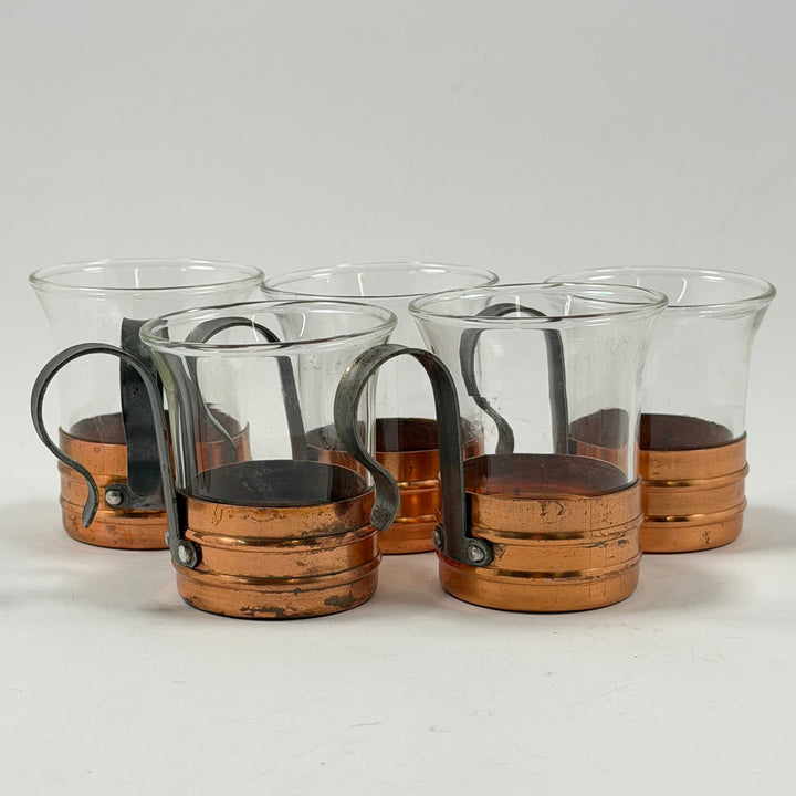 Retro kopparglas Dala Industrier set om fem