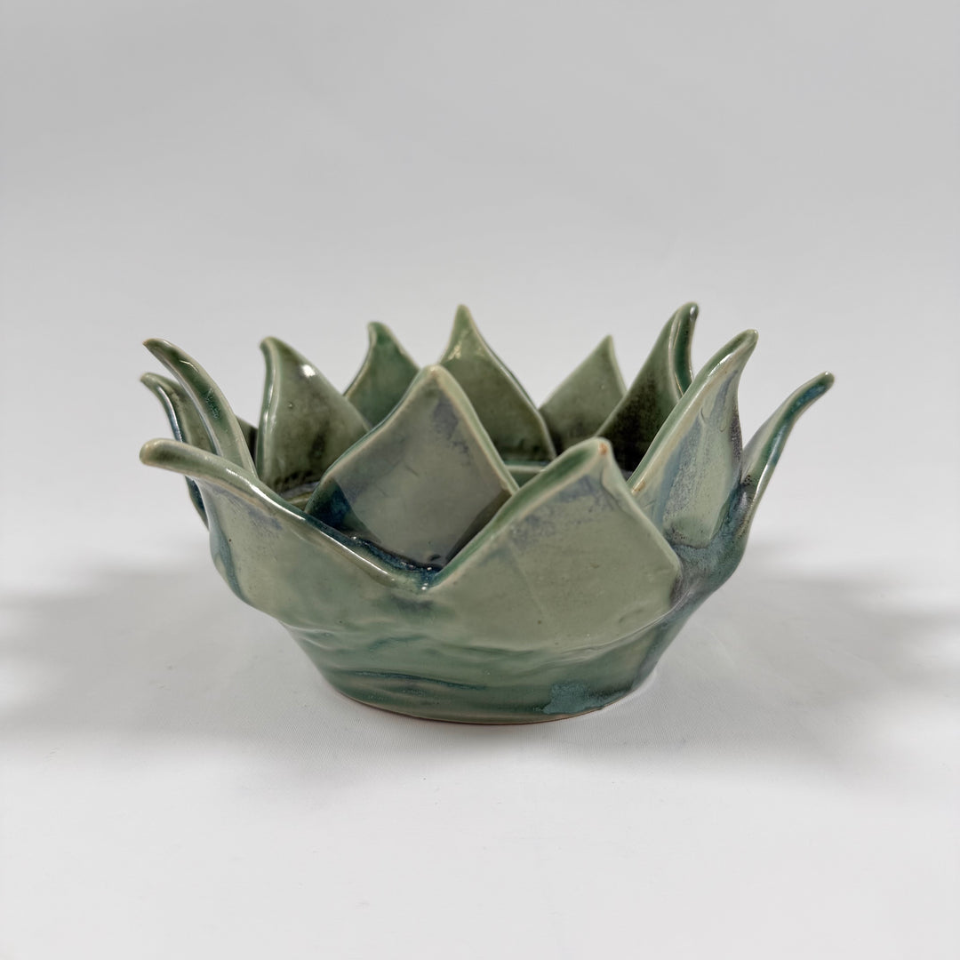 Retro keramikskål i unikt grönt glaserat utförande