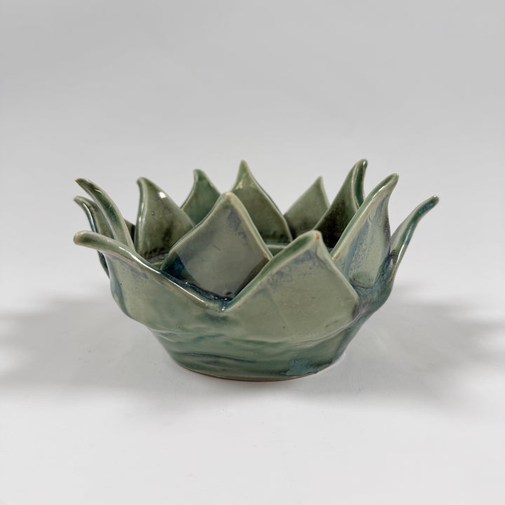 Retro keramikskål i unikt grönt glaserat utförande