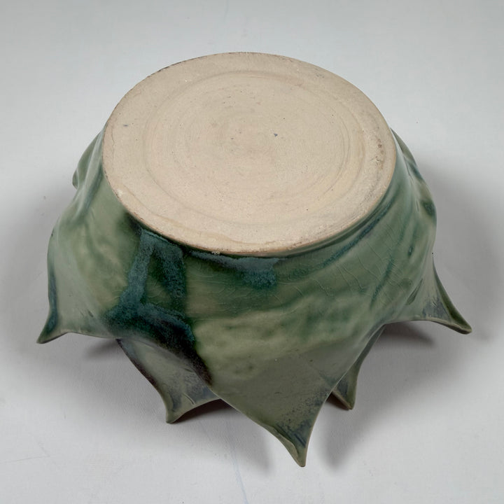 Retro keramikskål i unikt grönt glaserat utförande