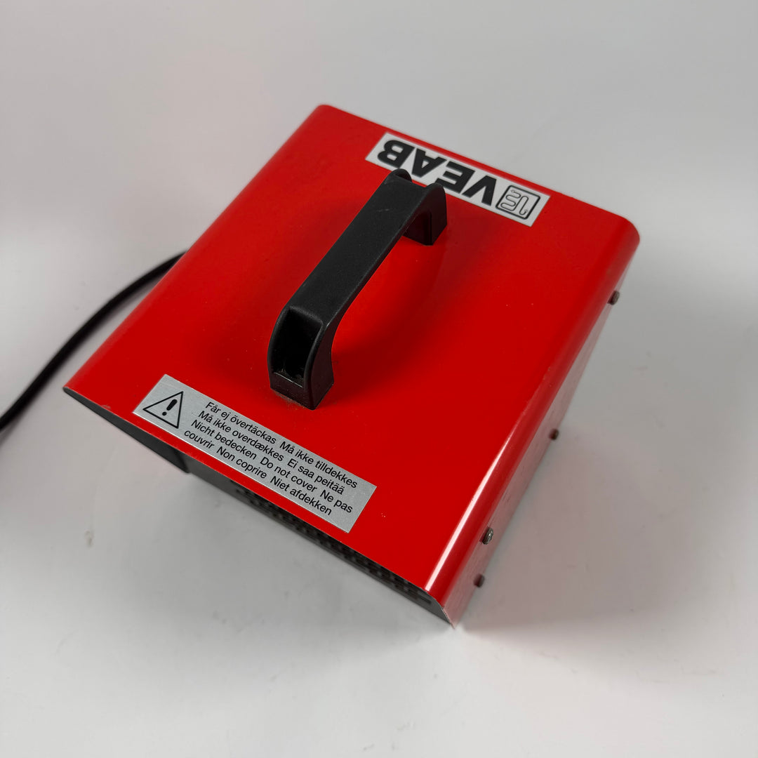 Retro elektrisk värmefläkt röd svart metall