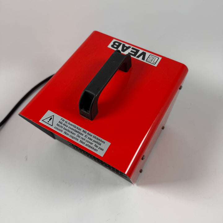Retro elektrisk värmefläkt röd svart metall