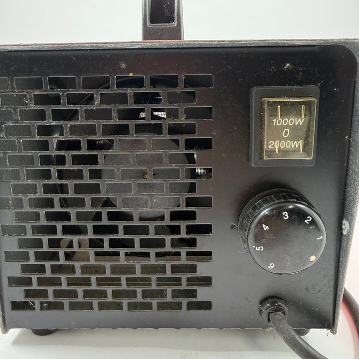 Retro elektrisk värmefläkt röd svart metall