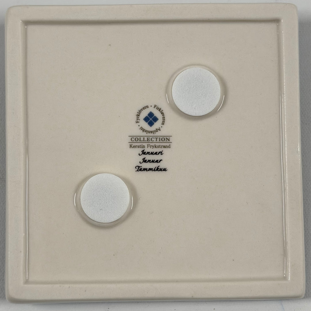 Retro keramikplatta med vinterscen från Fyrklövern