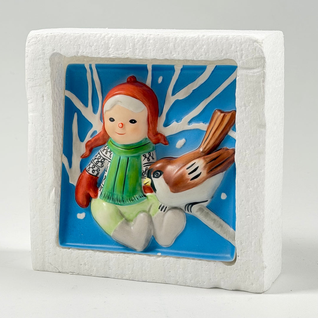 Retro keramikplatta med vinterscen från Fyrklövern