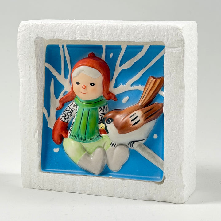 Retro keramikplatta med vinterscen från Fyrklövern