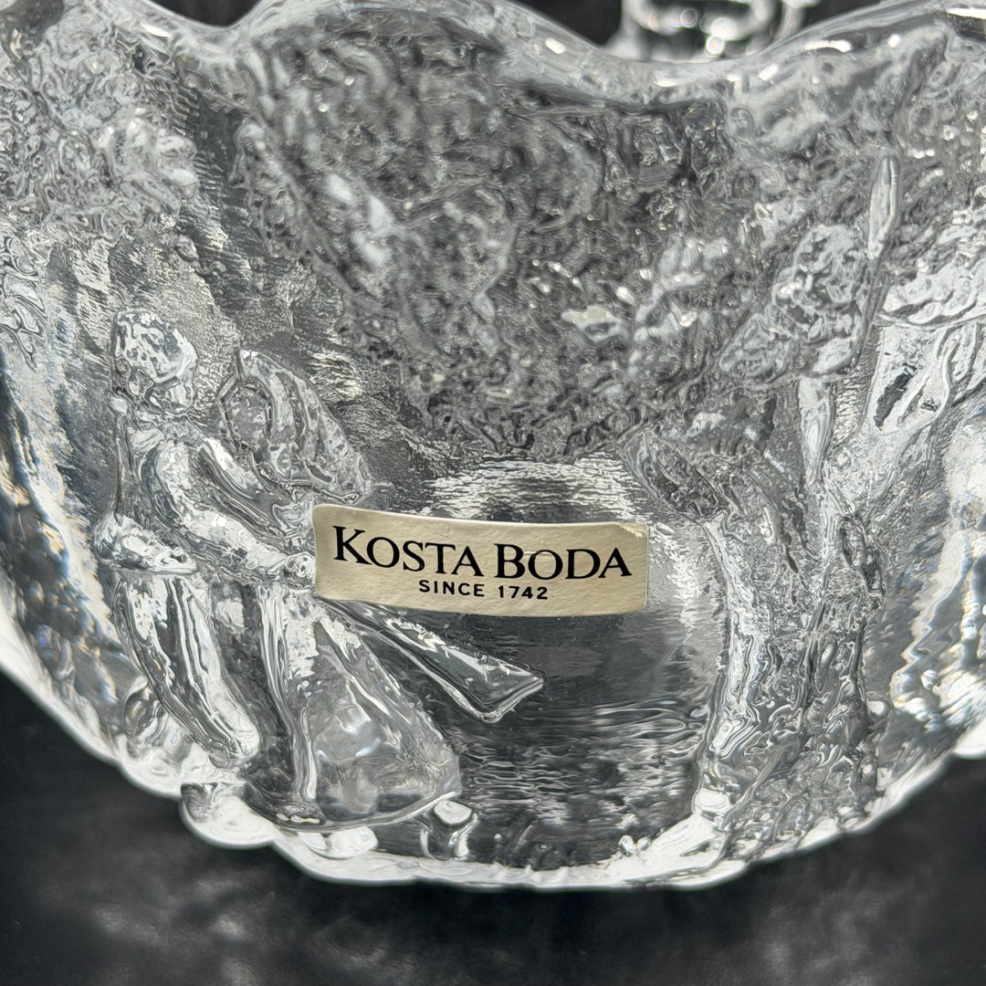 Kosta Boda glasskål ljuslykta med reliefmotiv