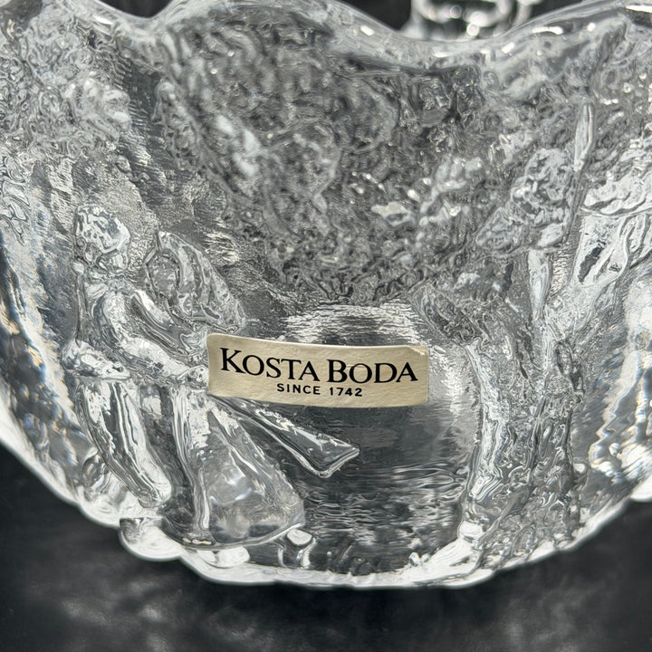 Kosta Boda glasskål ljuslykta med reliefmotiv