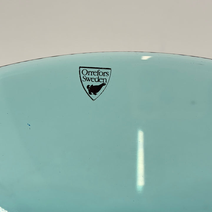 Retro turkos skål i glas från Orrefors