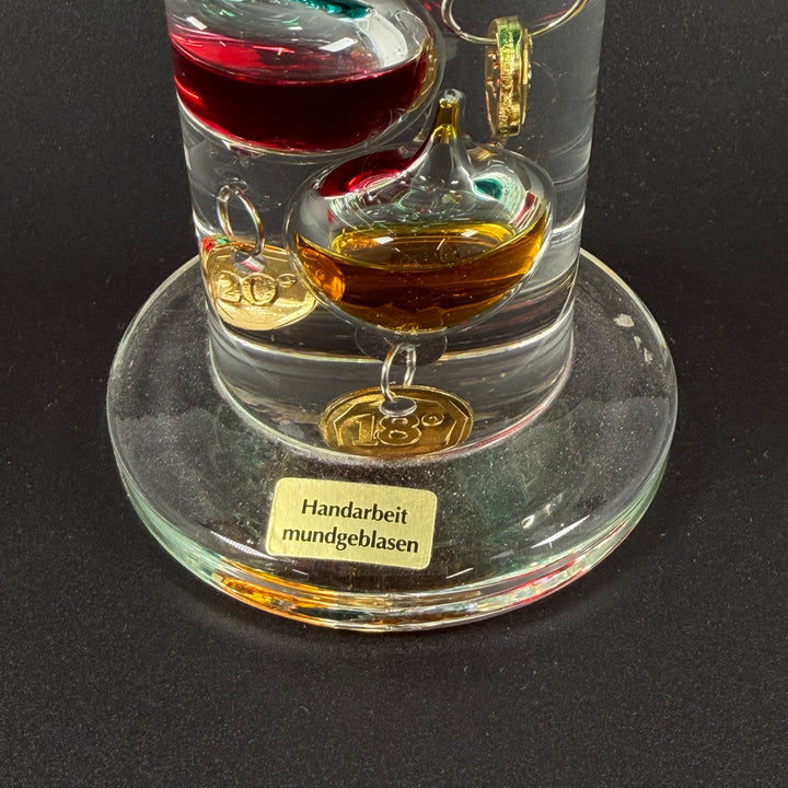 Unik Galilei termometer i munblåst glas