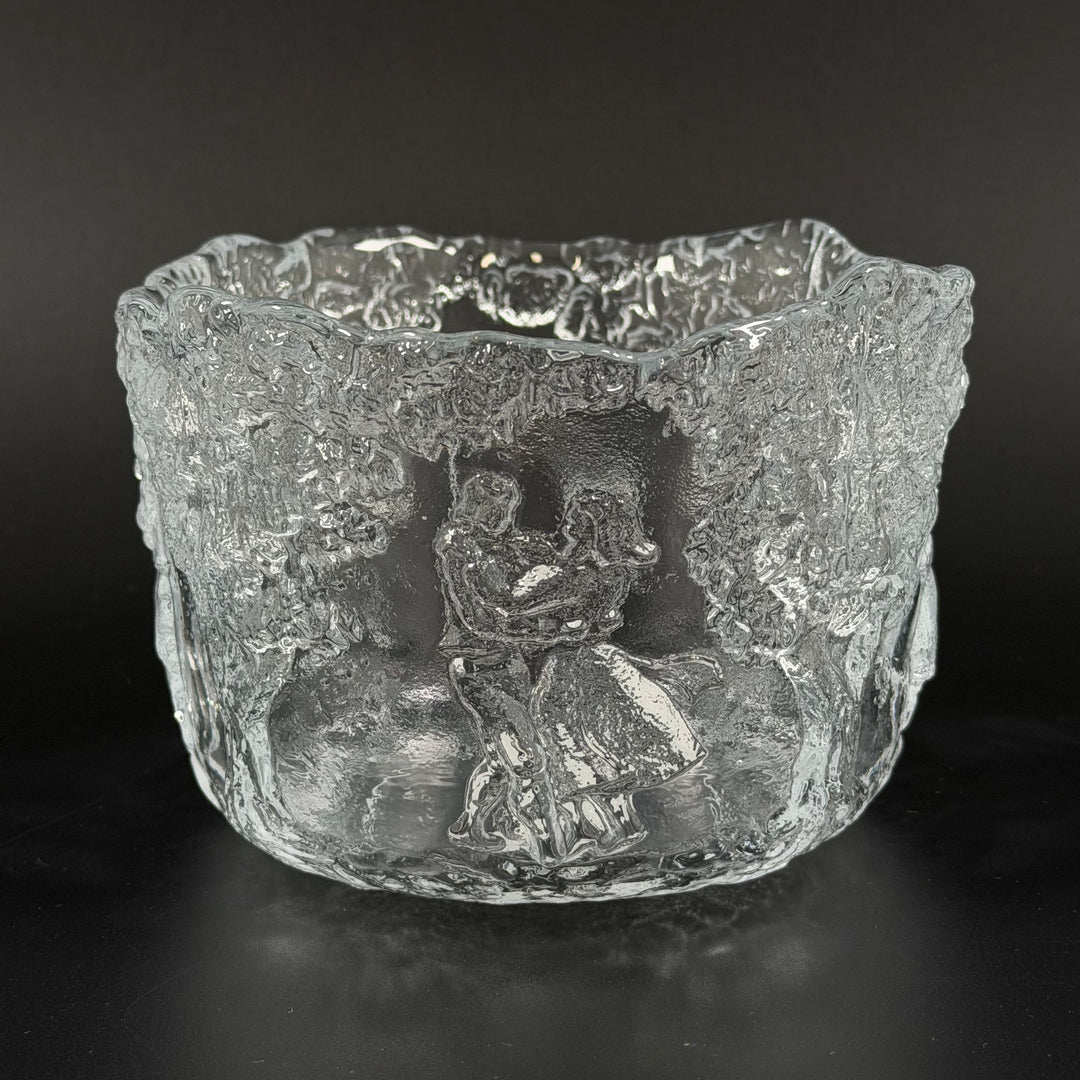 Unik retro Kosta Bida glasvas med etsade motiv