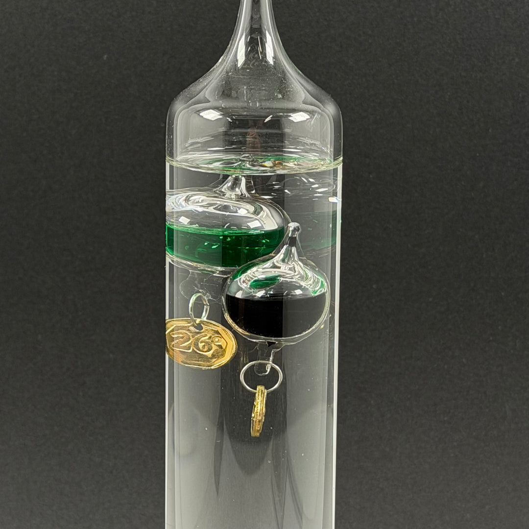 Unik Galilei termometer i munblåst glas