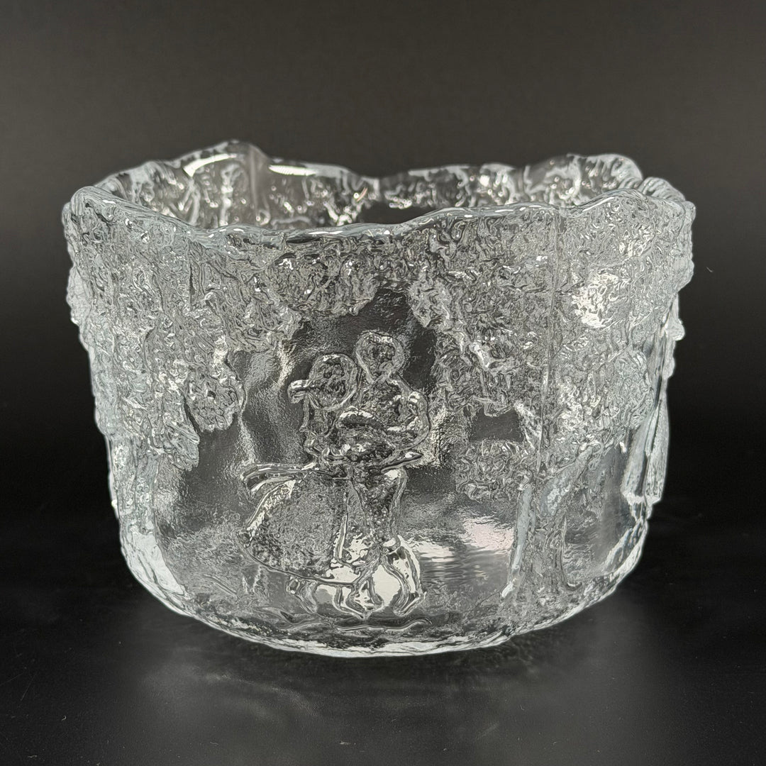 Unik retro Kosta Bida glasvas med etsade motiv