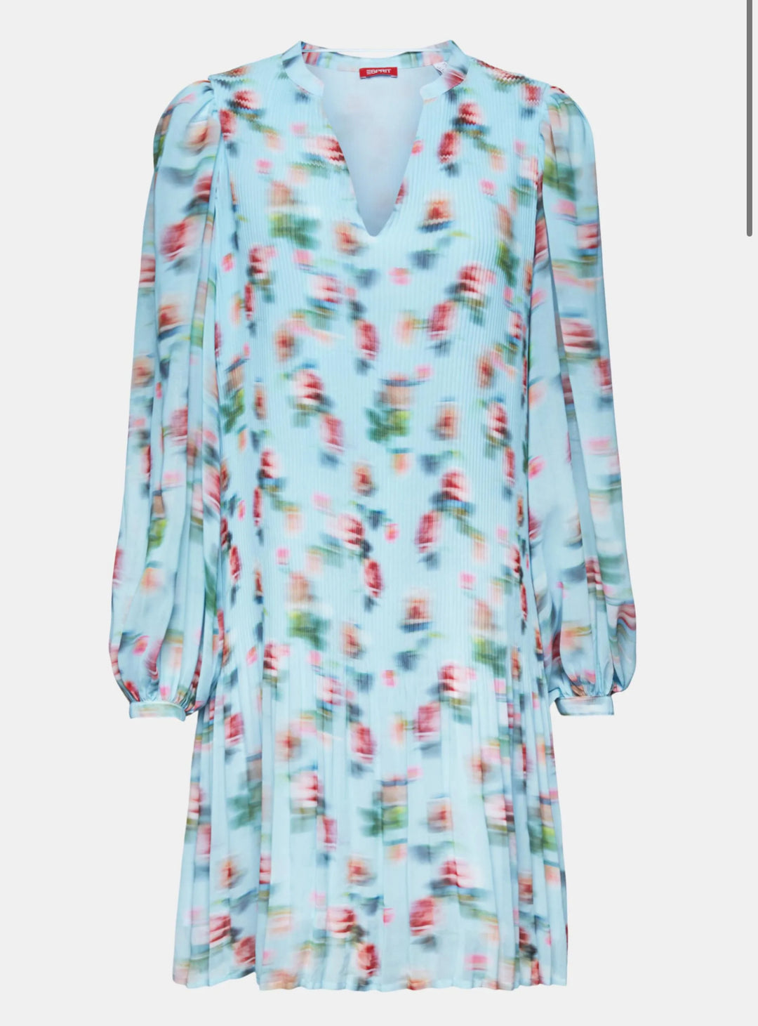 Esprit - Blå plisserad klänning med blommönster