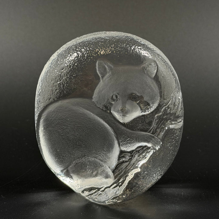 Unik glasfigur tvättbjörn WWF-Svenskt Glas