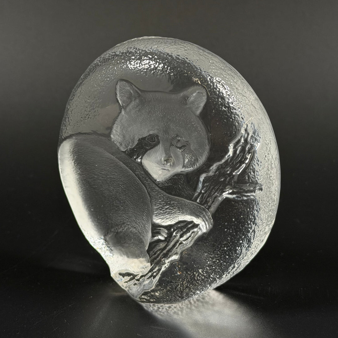 Unik glasfigur tvättbjörn WWF-Svenskt Glas