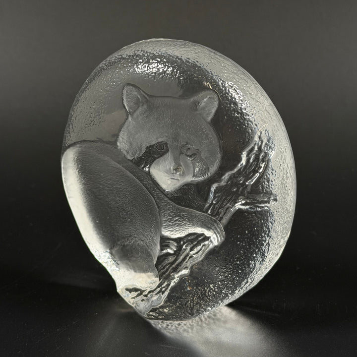 Unik glasfigur tvättbjörn WWF-Svenskt Glas