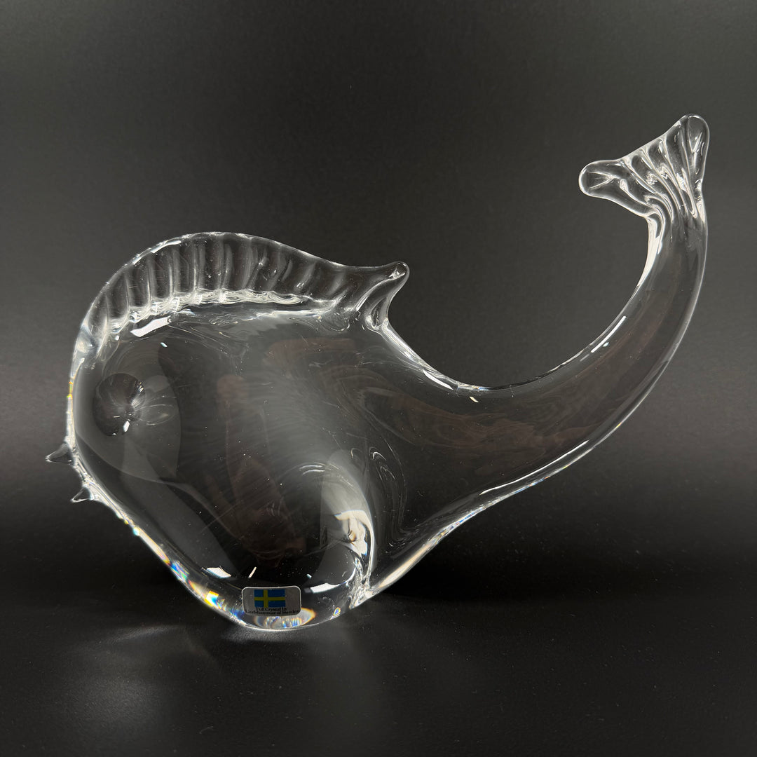Retro kristallfisk i glas Lindshammar