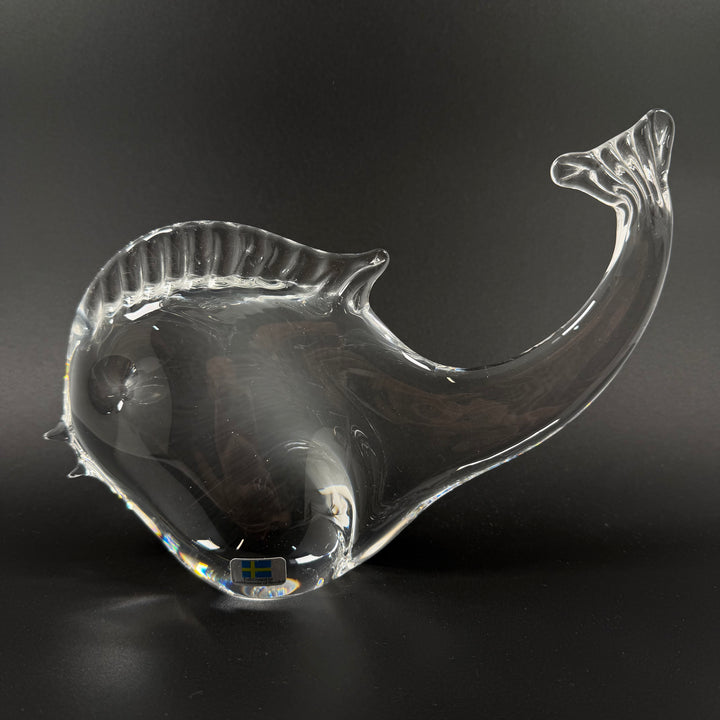 Retro kristallfisk i glas Lindshammar