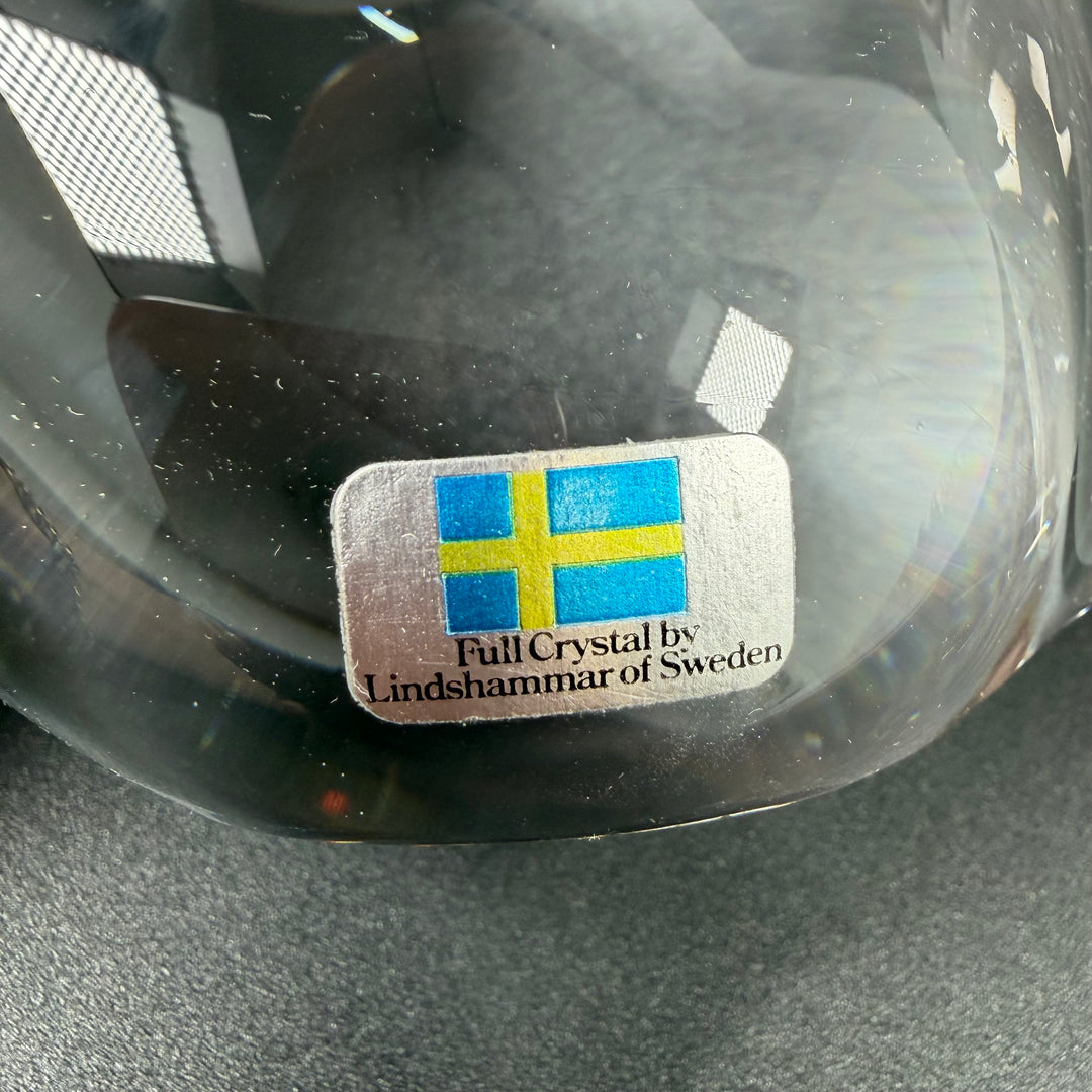 Retro kristallfisk i glas Lindshammar