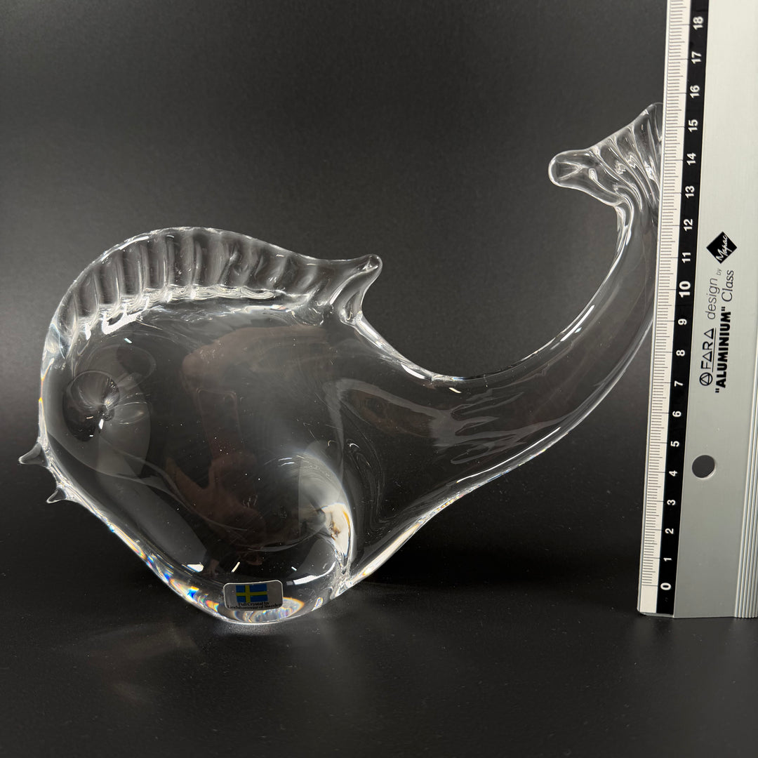 Retro kristallfisk i glas Lindshammar