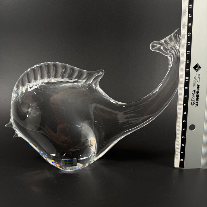 Retro kristallfisk i glas Lindshammar
