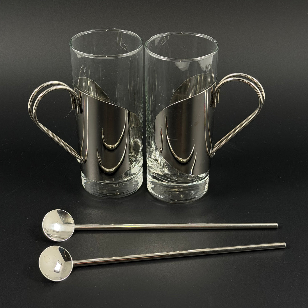 Eleganta Irish coffee glas med rör i metall