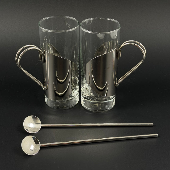 Eleganta Irish coffee glas med rör i metall