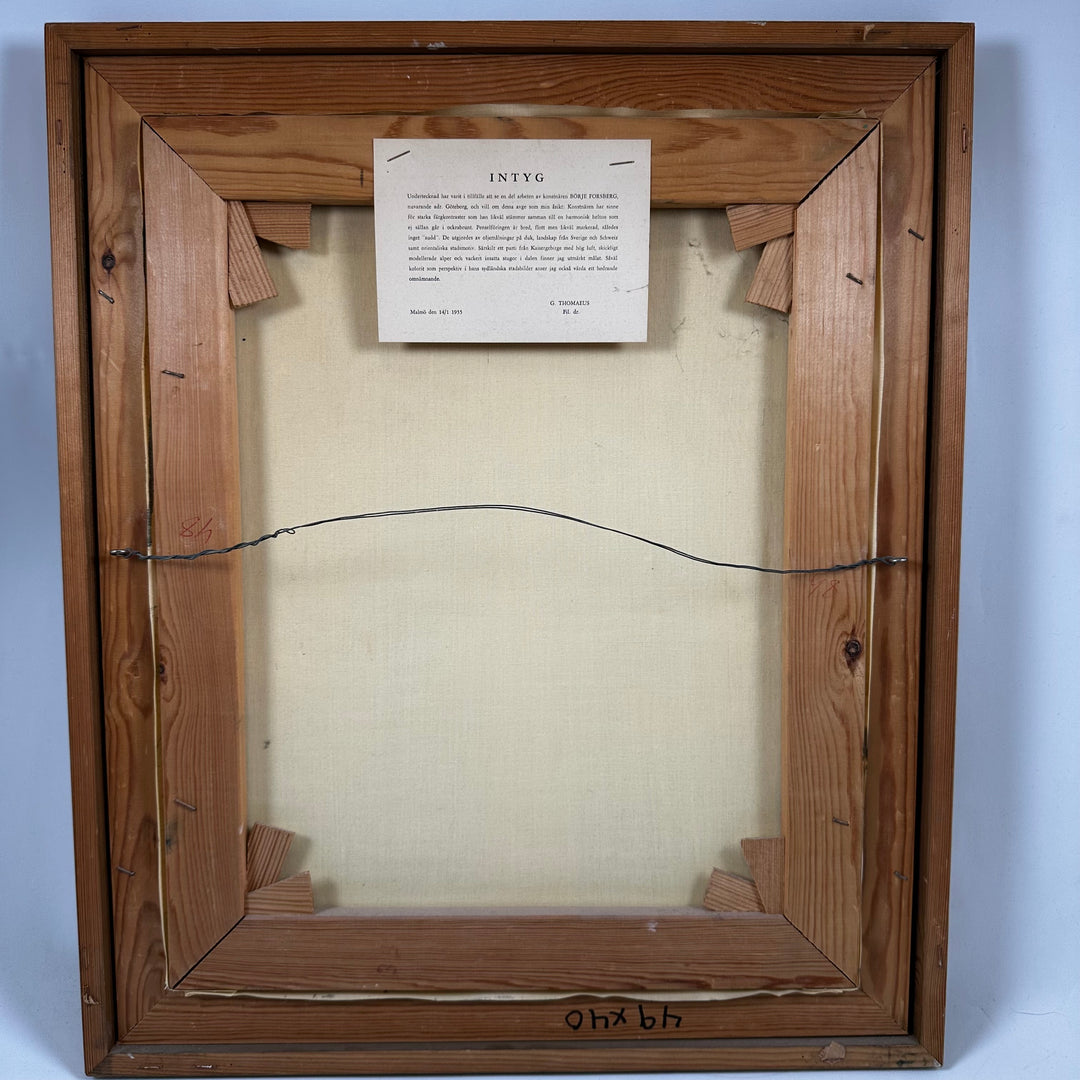 Oljemålning Flodlandskap Börje Forsberg Mid-century