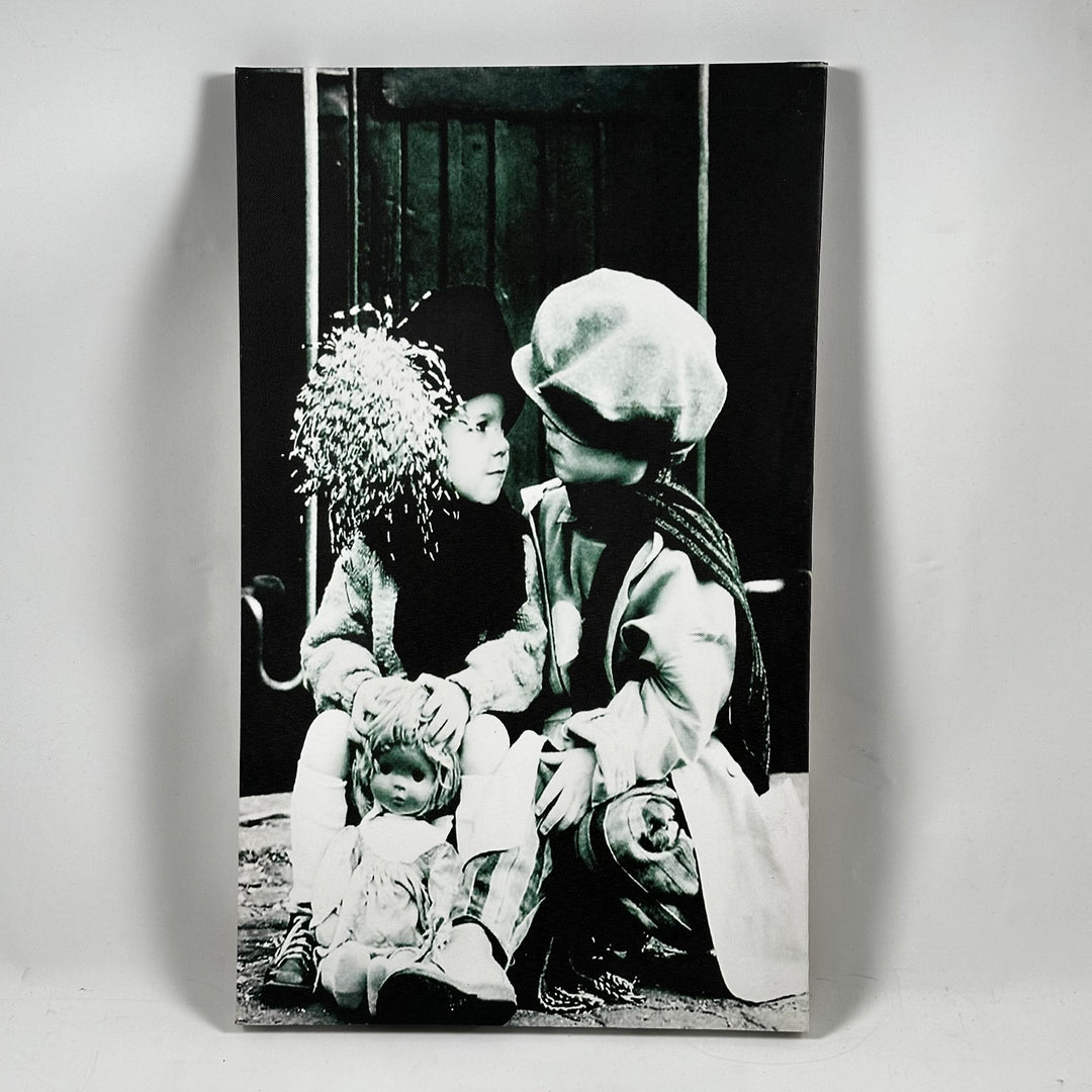 Retro canvastavla med svartvitt barnmotiv