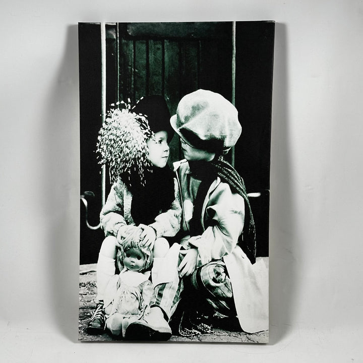 Retro canvastavla med svartvitt barnmotiv