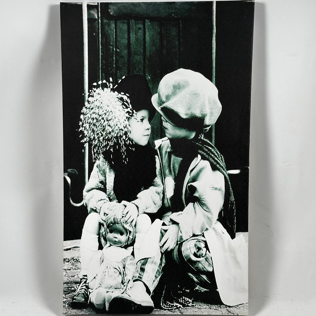 Retro canvastavla med svartvitt barnmotiv