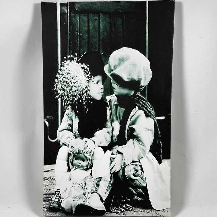 Retro canvastavla med svartvitt barnmotiv