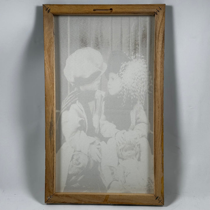 Retro canvastavla med svartvitt barnmotiv