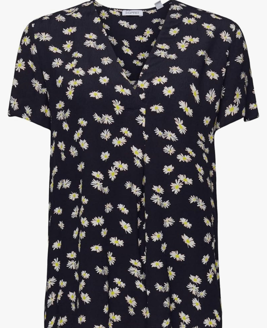 Esprit - svart blus med blommönster, kort ärm