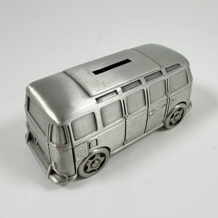 Retro sparbössa i metallformad minibuss