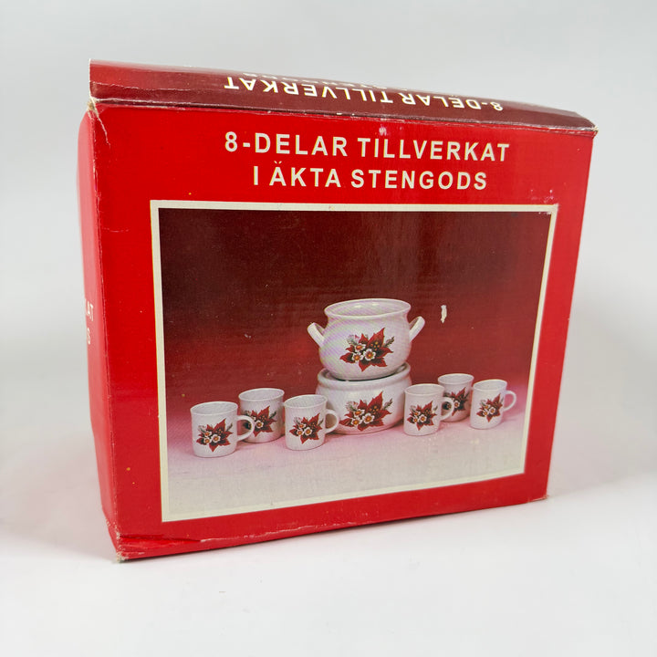 Retro Stengods Tekokare Set med Julstjärnemönster