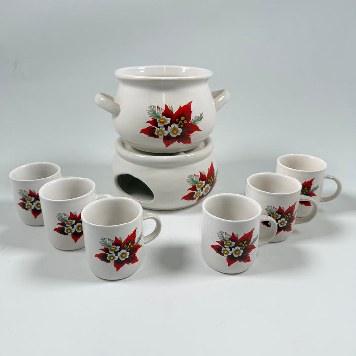 Retro Stengods Tekokare Set med Julstjärnemönster