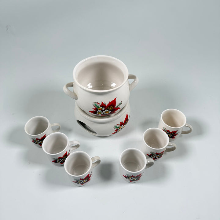 Retro Stengods Tekokare Set med Julstjärnemönster