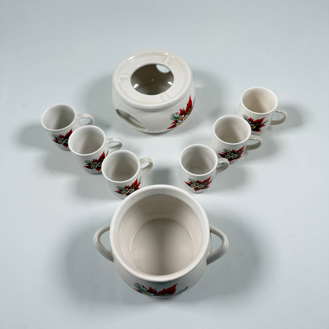 Retro Stengods Tekokare Set med Julstjärnemönster