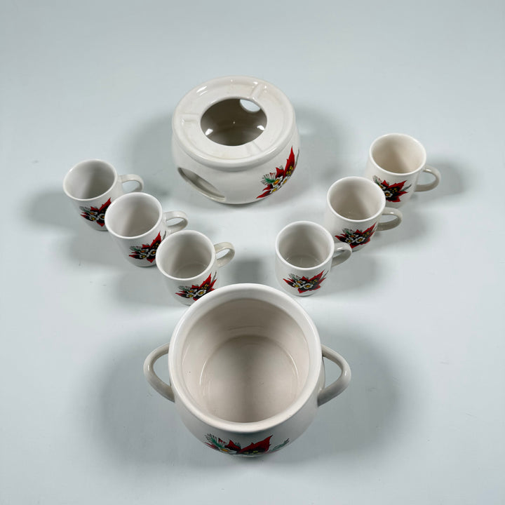 Retro Stengods Tekokare Set med Julstjärnemönster