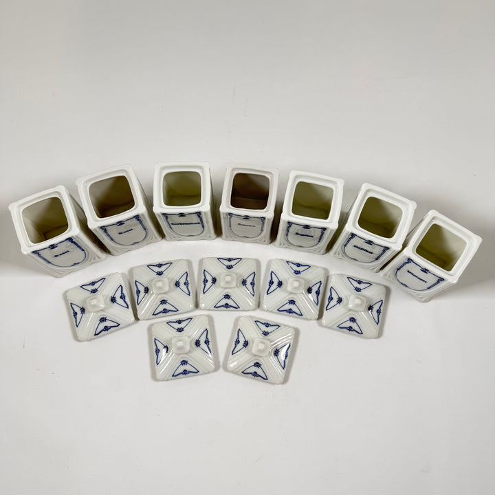 Retro porslinsbehållare med klassiska blå motiv