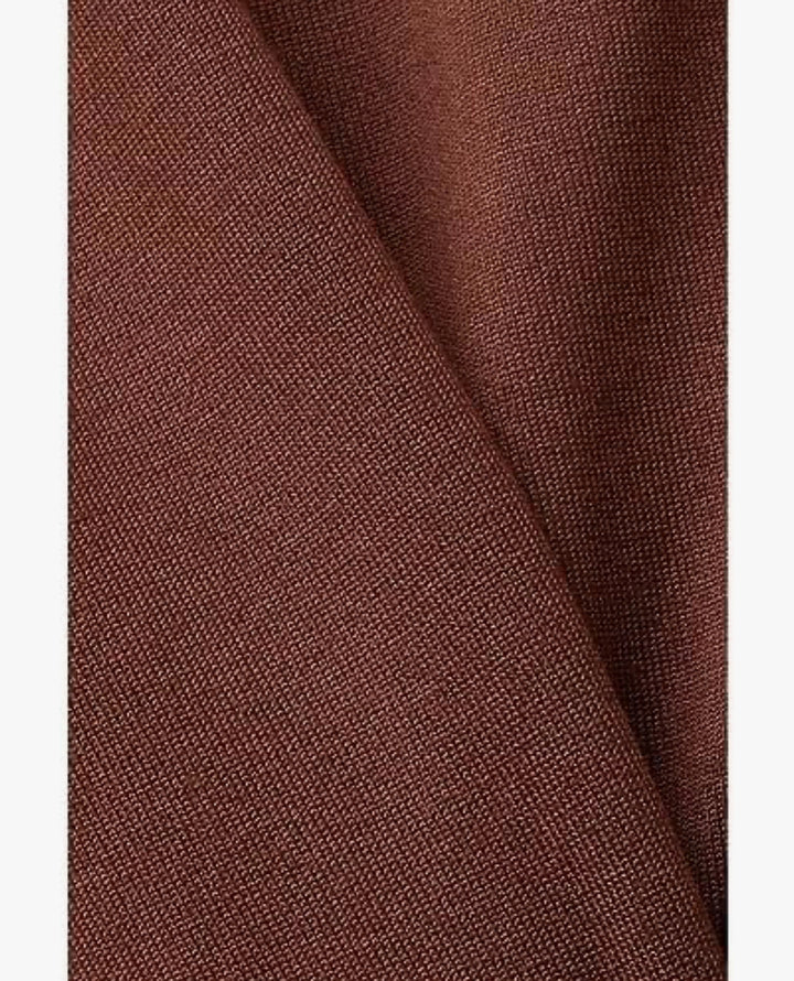 Esprit - Brun stickad polotröja i ullmix